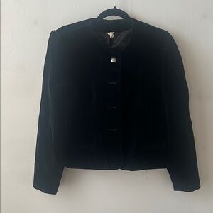 Cropped Black Velvet Women's Jacket
